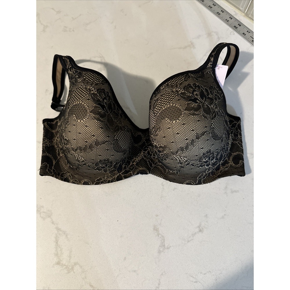 Cacique Bra NWT 38DD Balconette  Black Sexy Support Lace Underwire Adjustable